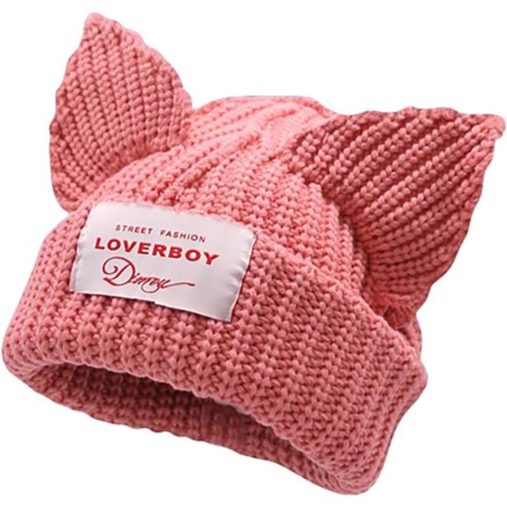 Cat Ear Hat Cute Beanie Hat Knit Wool Cap Warm Slouchy Crochet Hat
